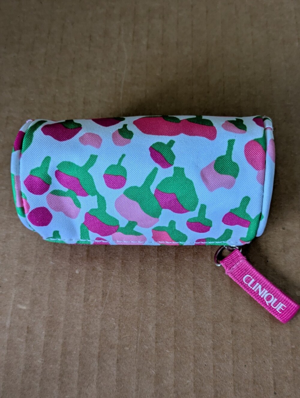 Clinique Pink and Green Lipstick Zippered Polyester Case